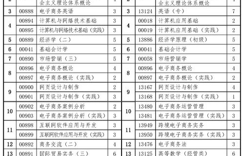 电子商务专业主修科目